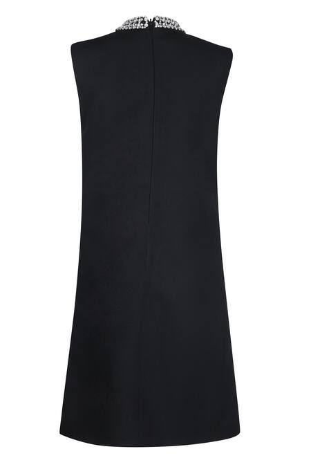 Pooja Wang Dark Beauty Pearl Work Sleeveless Straight Fit Dress 