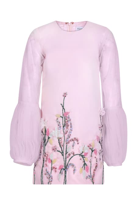 Pooja Wang Leila Beads Cutdana Floral Embroidered Dress 