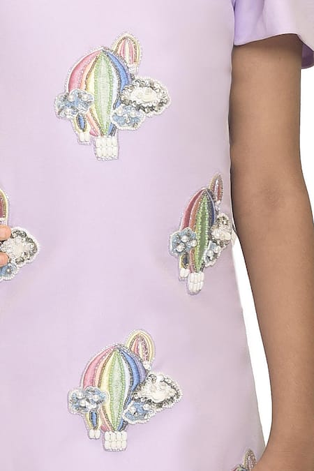 Shop_Pooja Wang_Lavender Embroidery, Beads, Sequins Hot Air Balloon Dress _Online_at_Aza_Fashions