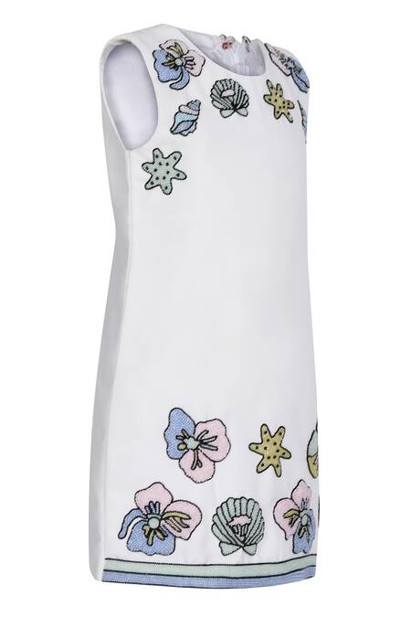 Buy_Pooja Wang_White Cotton Beads Seaside Siren Mermaid Dress _Online_at_Aza_Fashions