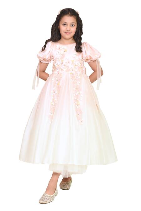 Buy_Pooja Wang_Pink Organza, Tissue Applique, Sequins, Beads Calista Ombre Dress  _Online_at_Aza_Fashions