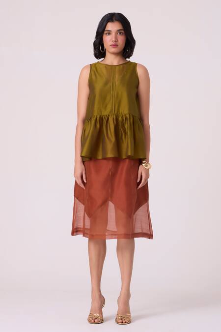 The Summer House Lyubov Handwoven Chanderi Asymmetric Skirt