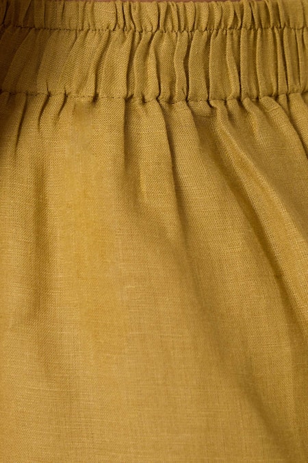 The Summer House_Green Linen Maxim Pleated Shorts _at_Aza_Fashions