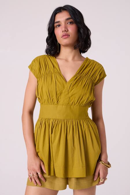 The Summer House Roman Gathered Peplum Blouse