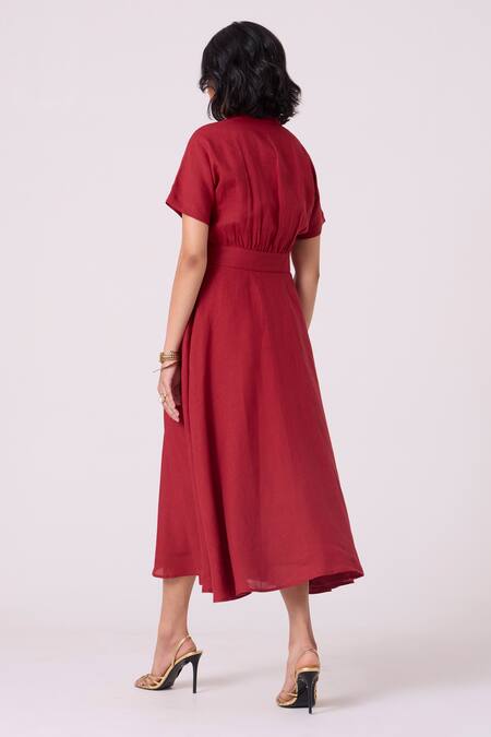 The Summer House Miyake Linen Midi Dress
