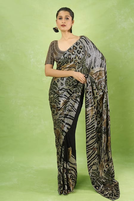 Nakul Sen Printed Saree With Blouse 
