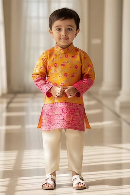 Fayon Kids Floral Woven Kurta Set 