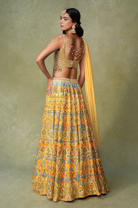 AMRIN KHAN Motif Resham Work Lehenga Set