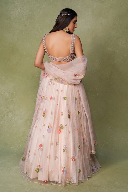 AMRIN KHAN Floral Embroidered Lehenga Set