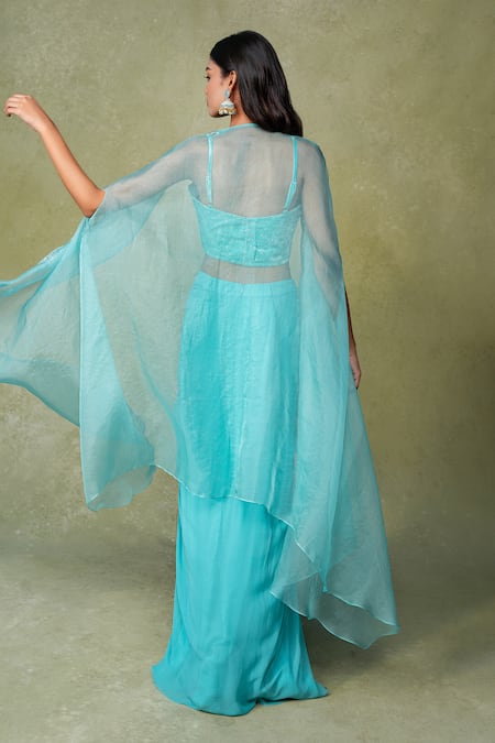 AMRIN KHAN Sequins Beads Embroidered Bustier Skirt Set 