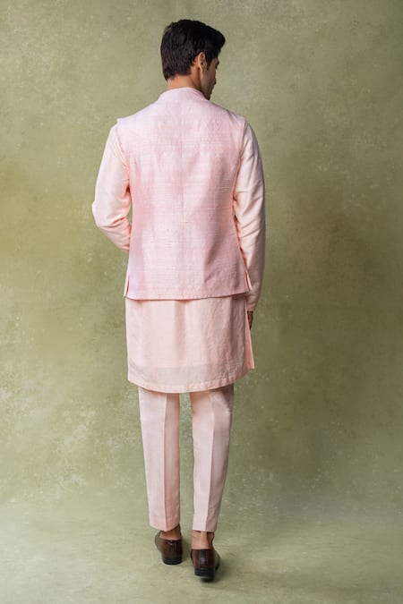 AMRIN KHAN Embroidered Bundi Kurta Set 