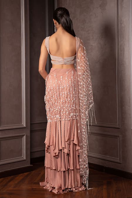 AMRIN KHAN Layered Skirt & Blouse Set 