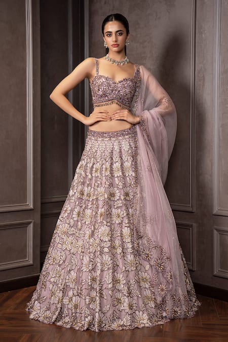 AMRIN KHAN Floral Cutdana Embroidered Lehenga Set 