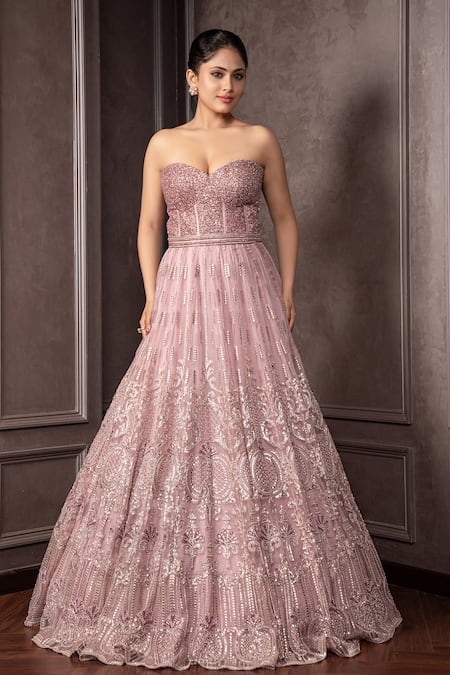 Shop_AMRIN KHAN_Lavender Organza Sequins, Beads Foil And Cutdana Embroidered Corset Gown _Online_at_Aza_Fashions