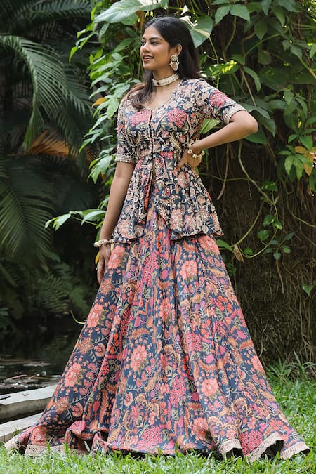 Anu Pellakuru Inara Printed Peplum Kurta & Sharara Set 