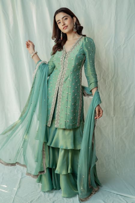 Anu Pellakuru Aishani Embroidered Kurta Sharara Set 