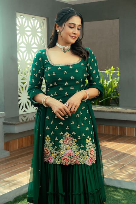 Anu Pellakuru Tarangita Embroidered Kurta Sharara Set 