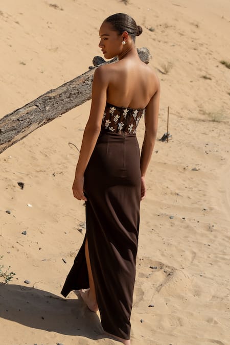 Asra Scuba Hand Embroidered Stone Maxi Dress 