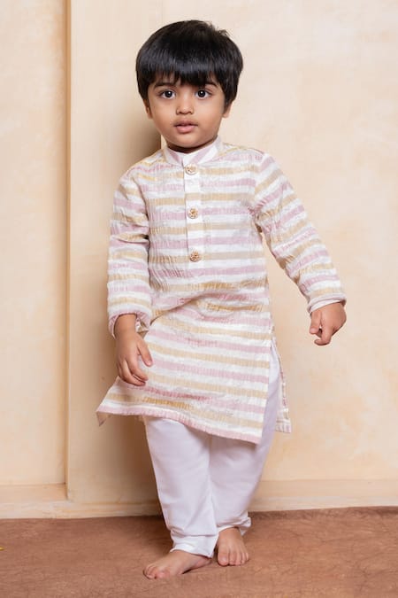 Kirti Agarwal - Pret N Couture Striped Kurta & Pyjama Set 