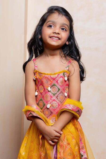 Buy_Kirti Agarwal - Pret N Couture_Pink Brocade, Silk, Net Embroidery, Zari Pattern Lehenga Set _Online_at_Aza_Fashions