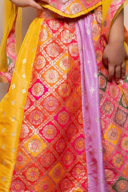 Shop_Kirti Agarwal - Pret N Couture_Pink Brocade, Silk, Net Embroidery, Zari Pattern Lehenga Set _Online_at_Aza_Fashions