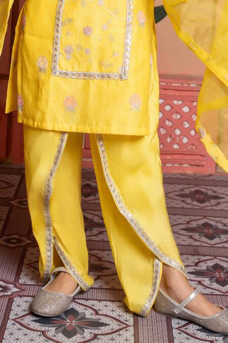 Buy Kirti Agarwal - Pret N Couture Yellow Organza Embroidery, Gota Patti, Zari Kurta Set Online at Aza Fashions Buy_Kirti Agarwal - Pret N Couture_Yellow Organza Embroidery, Gota Patti, Zari Kurta Set _Online_at_Aza_Fashions