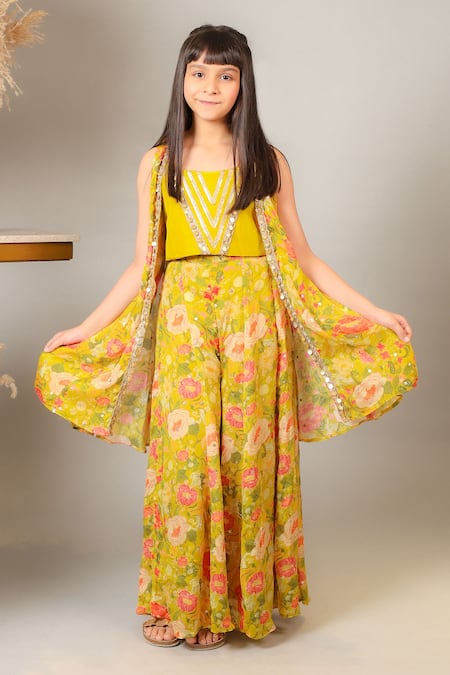 Kirti Agarwal - Pret N Couture Floral Pattern Cape Palazzo Set 