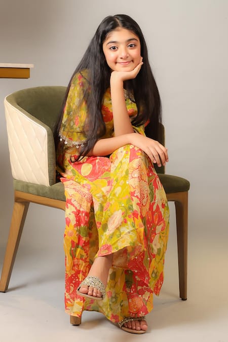 Kirti Agarwal - Pret N Couture Floral Print Cape Palazzo Set 