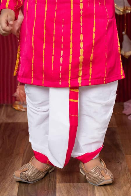 Kirti Agarwal - Pret N Couture_Pink Modal, Satin, Cotton, Silk Mirrors Tie Dye Work Kurta Set _Online_at_Aza_Fashions