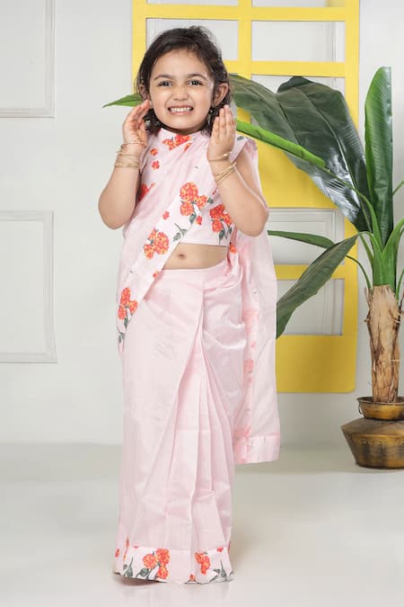 Little Bansi Garden Hydrangea Pre-Draped Saree With Blouse 