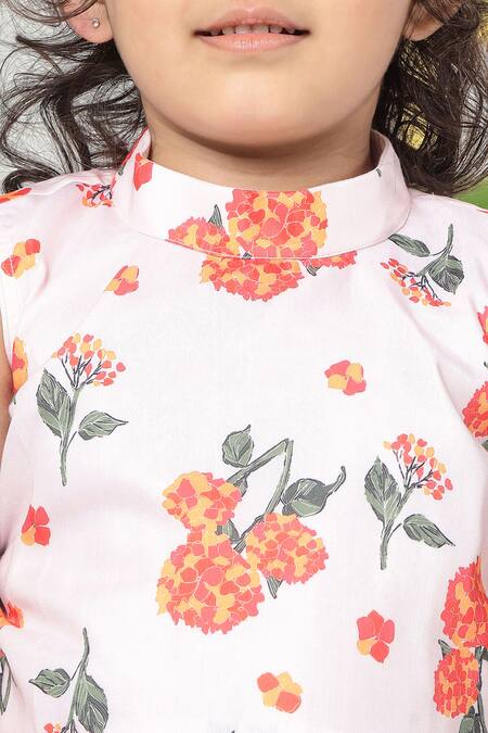 Shop_Little Bansi_Pink Muslin, Cotton Garden Hydrangea Pre-draped Saree With Blouse 