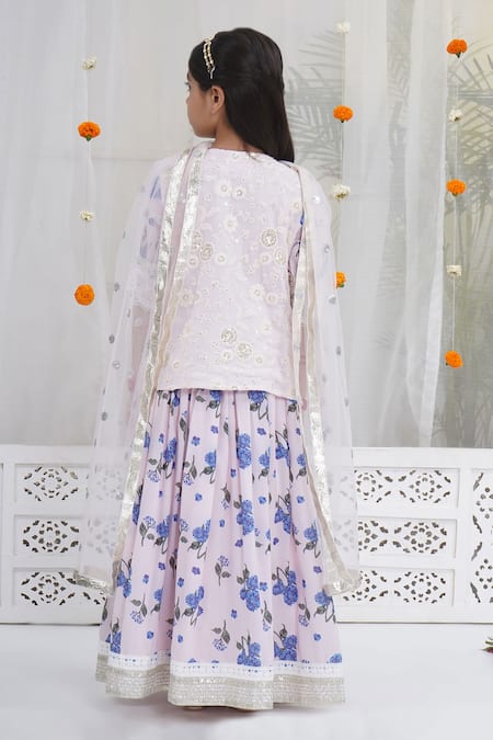 Little Bansi Dutch Hydrangea Floral Lehenga Set 