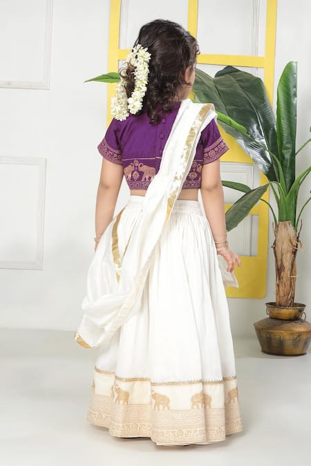 Little Bansi Elephant Embroidered Lehenga Set 