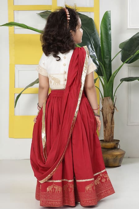 Little Bansi Elephant Embroidered Lehenga Set 