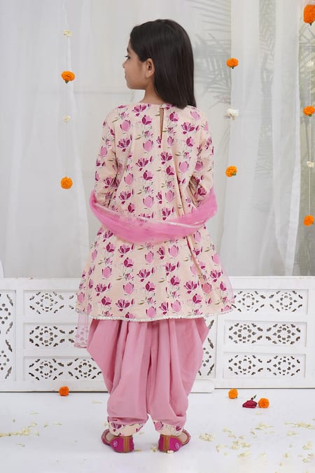 Little Bansi Lotus Print Kurta Set 