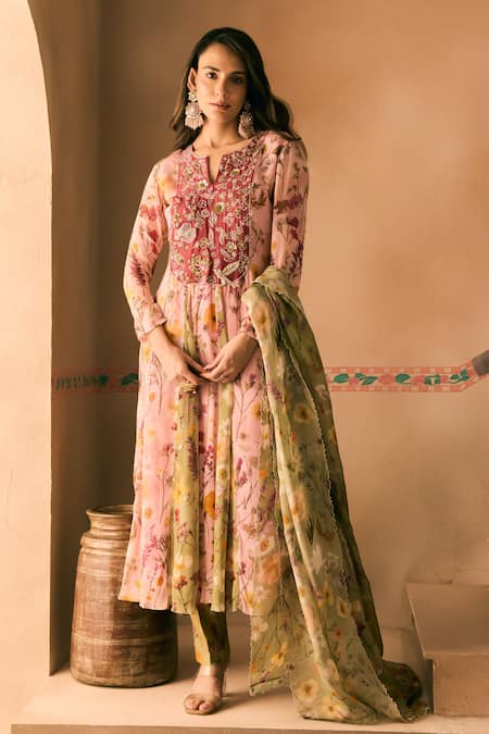 1999ad By Amita & Deepak Floral Print Anarkali & Pant Set 