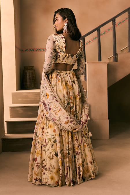 1999ad By Amita & Deepak Floral Print Lehenga & Blouse Set 