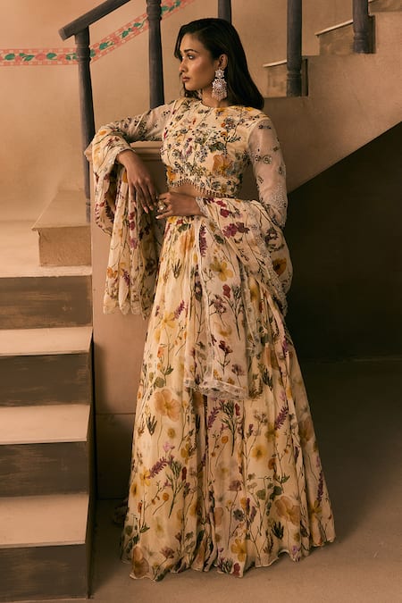 1999ad By Amita & Deepak Floral Print Lehenga & Blouse Set 