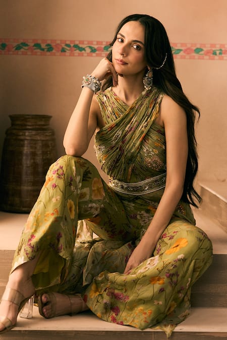 1999ad By Amita & Deepak Printed Kurta & Flared Pant Set 