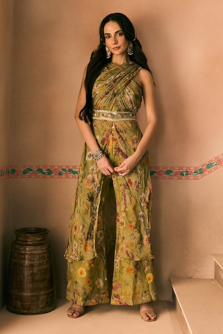 1999ad By Amita & Deepak Printed Kurta & Flared Pant Set 