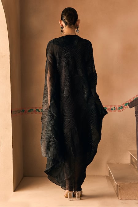 1999ad By Amita & Deepak Crushed Organza Draped Dress 