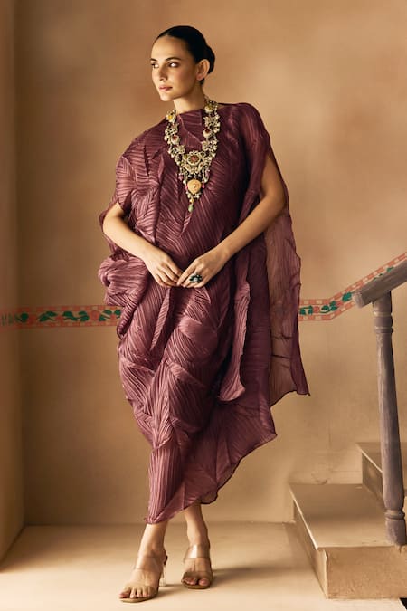 1999ad By Amita & Deepak Crush Organza Draped Dress 