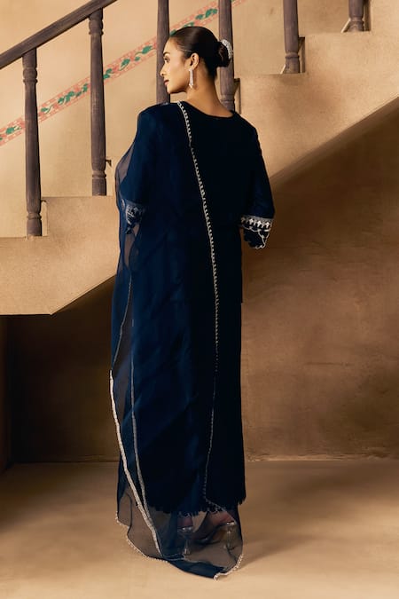 1999ad By Amita & Deepak Chanderi Thread Embroidered Kurta & Pant Set 