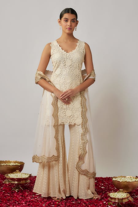 Renee label Miraya Thread Embroidered Kurta Sharara Set 