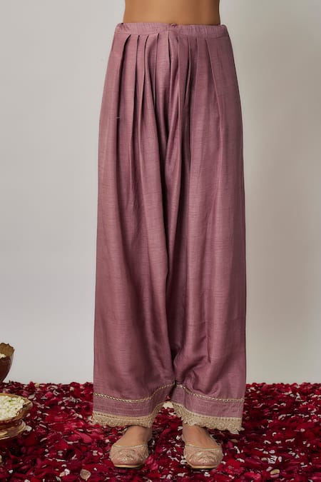 Buy_Renee label_Mauve Viscose Georgette, Dupion Embroidery, Zari, Samira Kurta Salwar Set _Online_at_Aza_Fashions