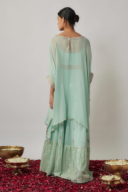 Renee label Kusha Embroidered Kaftan Sharara Set 