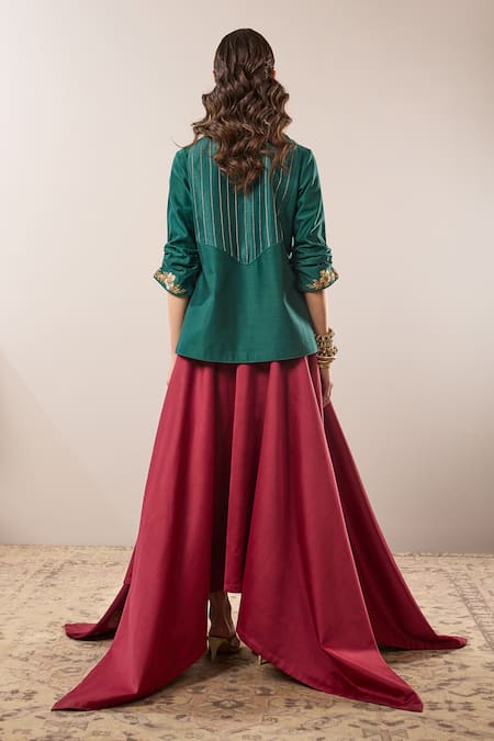 RICHA AHLUWALIA Flora Bunch Embroidered Kurta & Skirt Set 