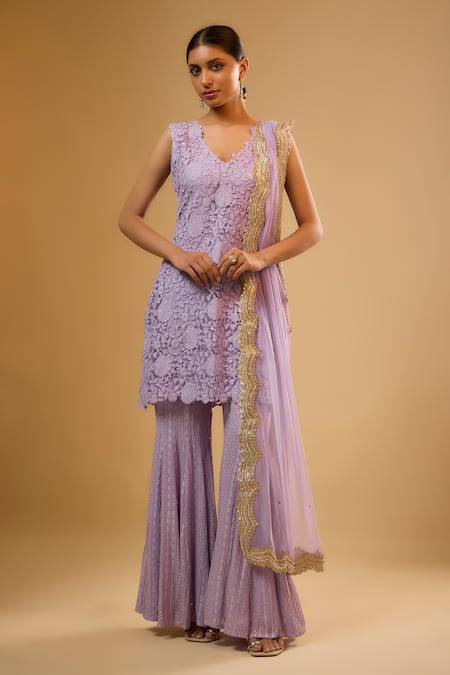 Renee label Aria Net Kurta Sharara Set 