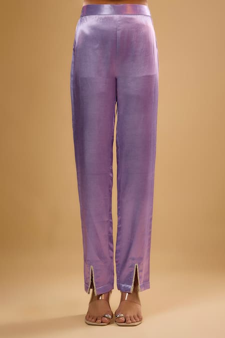 Buy_Renee label_Purple Viscose Georgette, Net Embroidery, Sequins, Veda Lavender Kurta Set _Online_at_Aza_Fashions