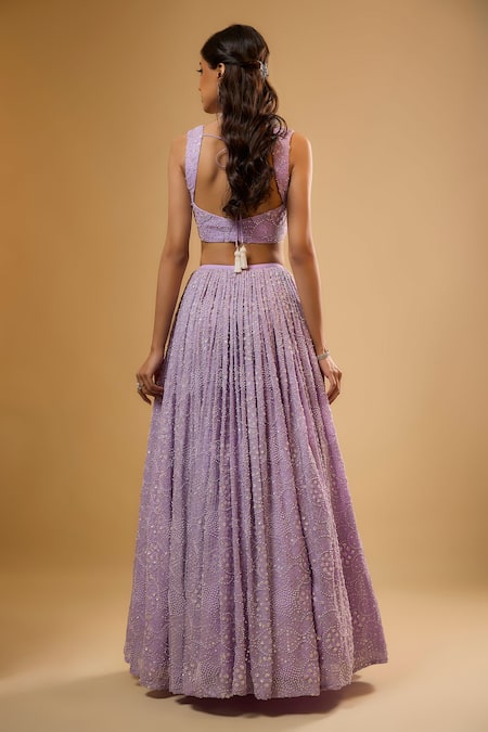 Renee label Ilina Lavender Embroidered Lehenga Set 